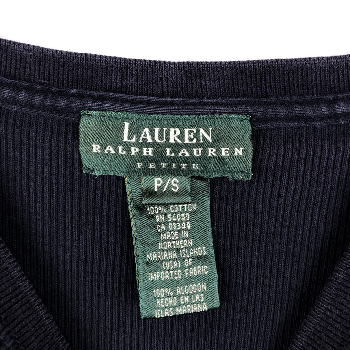 Ralph Lauren LAUREN Short-Sleeve T-Shirt with One-Point Logo, Women's Size S (approx.) cotton navy blue type Vintage Second Hand