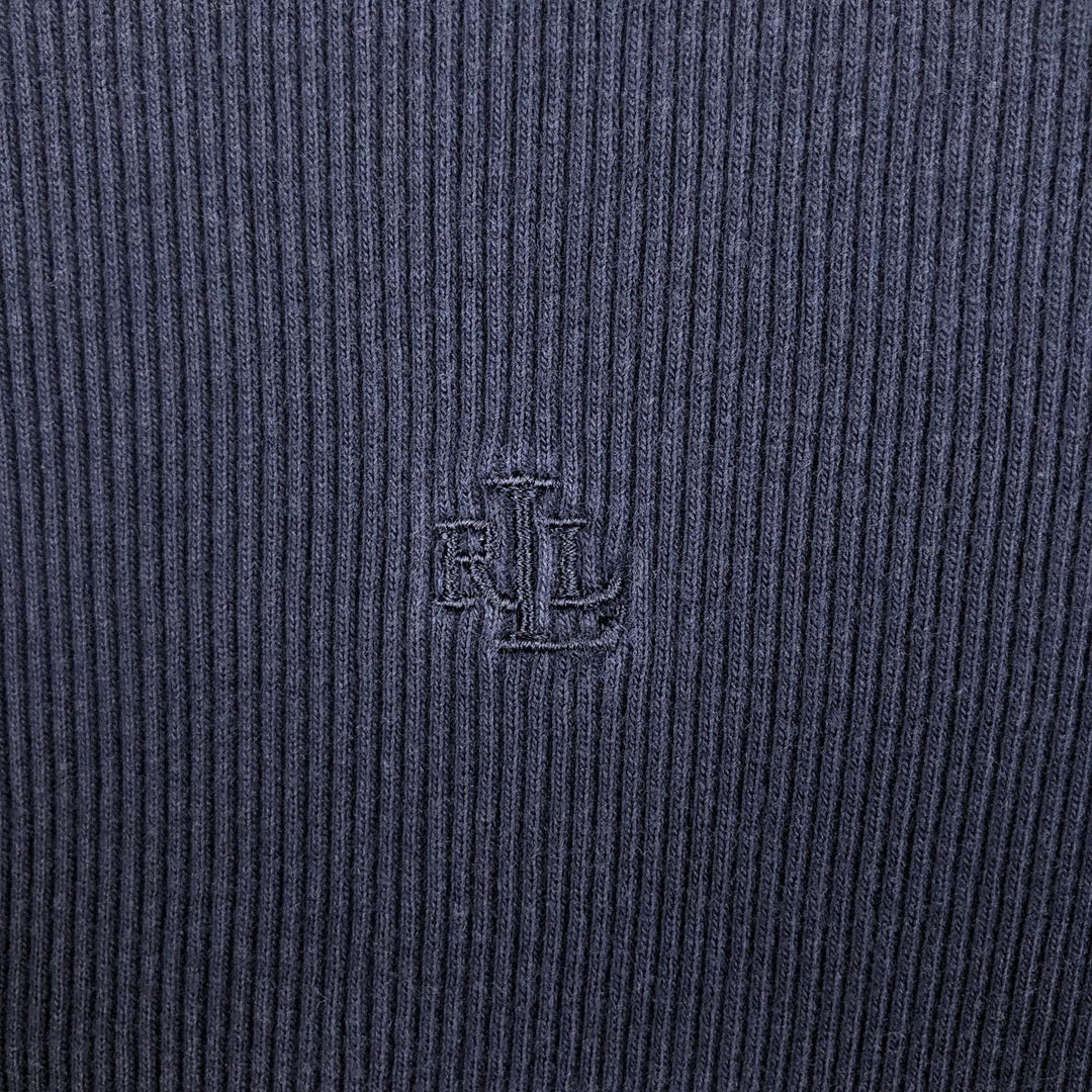 Ralph Lauren LAUREN Short-Sleeve T-Shirt with One-Point Logo, Women's Size S (approx.) cotton navy blue type Vintage Second Hand