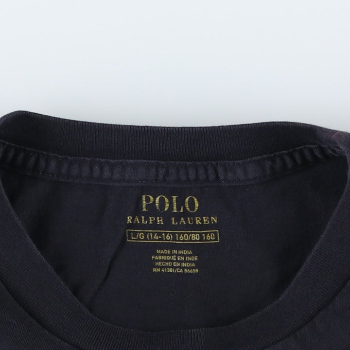 Ralph Lauren POLO RALPH LAUREN Short-Sleeve T-Shirt with One-Point Logo, Women's Size M (approx.) cotton black type Vintage Second Hand