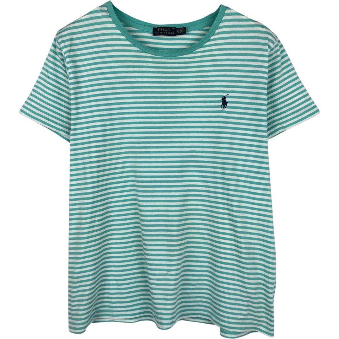 Ralph Lauren POLO RALPH LAUREN Short-Sleeve Striped T-Shirt, Women's Size XL (approx.) cotton Mint green Vintage Second Hand