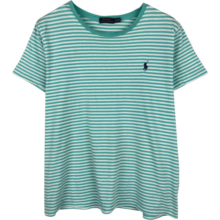 Ralph Lauren POLO RALPH LAUREN Short-Sleeve Striped T-Shirt, Women's Size XL (approx.) cotton Mint green Vintage Second Hand