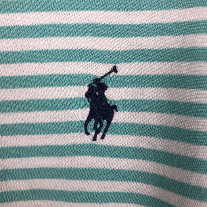 Ralph Lauren POLO RALPH LAUREN Short-Sleeve Striped T-Shirt, Women's Size XL (approx.) cotton Mint green Vintage Second Hand