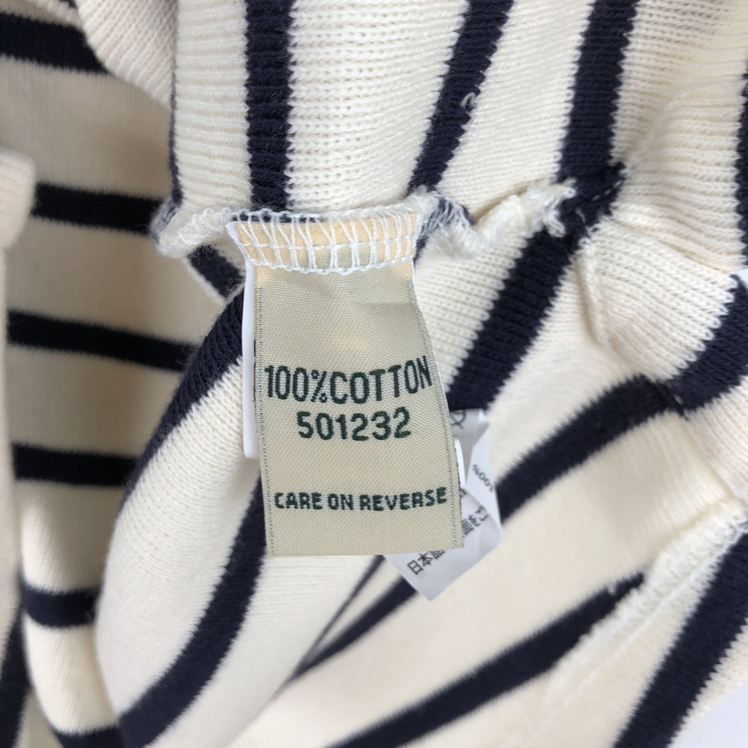 LLBean Slit Neck Short Sleeve Striped T-Shirt, Women's Size XS (approx.) cotton navy blue type Vintage Second Hand