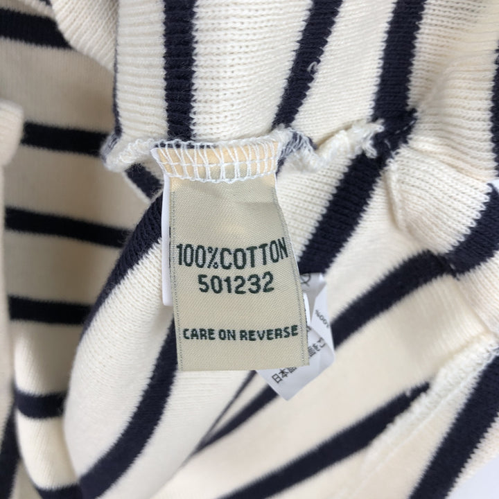LLBean Slit Neck Short Sleeve Striped T-Shirt, Women's Size XS (approx.) cotton navy blue type Vintage Second Hand