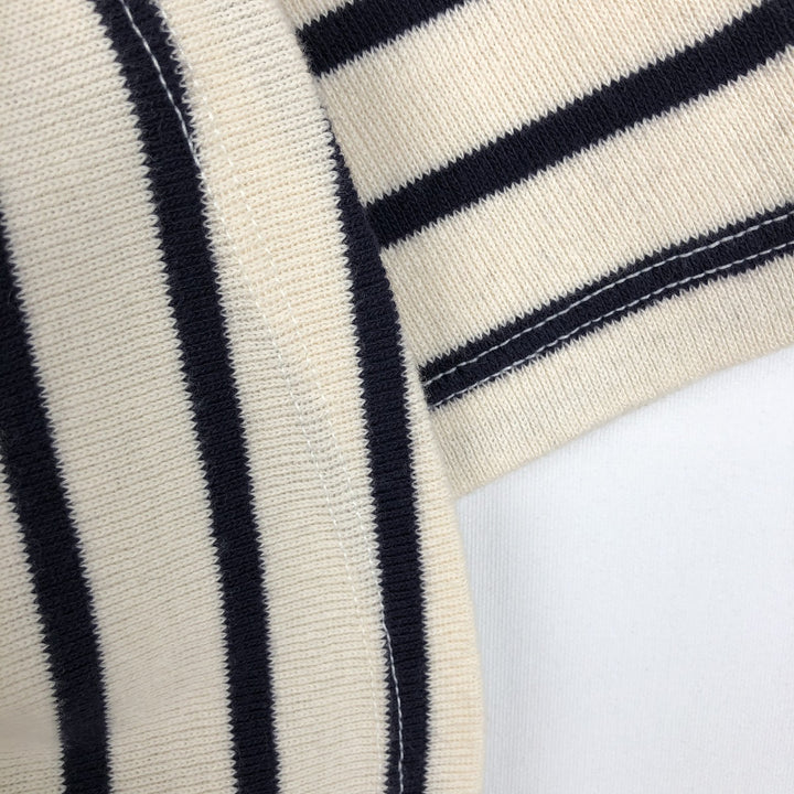 LLBean Slit Neck Short Sleeve Striped T-Shirt, Women's Size XS (approx.) cotton navy blue type Vintage Second Hand
