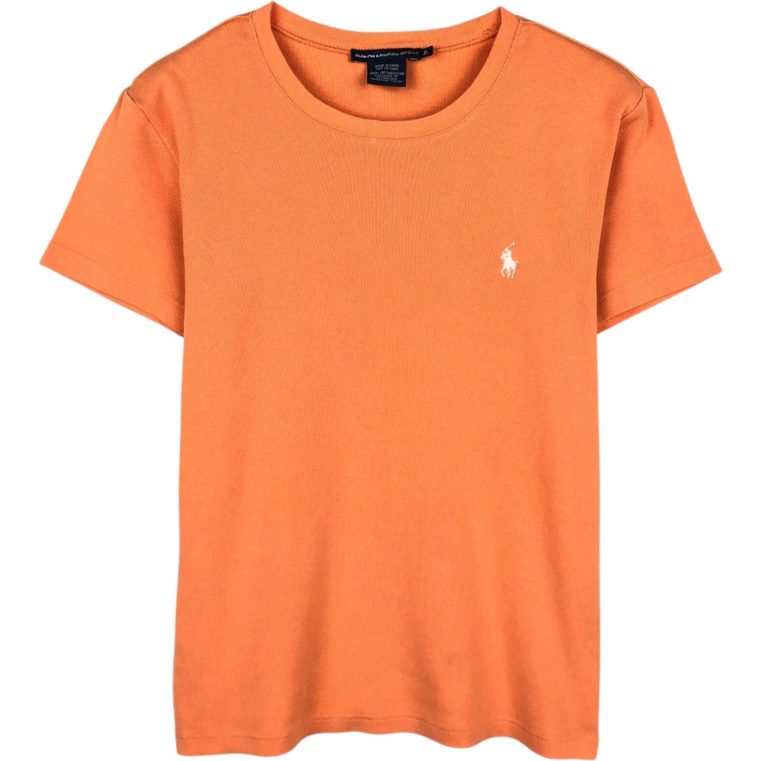 Ralph Lauren RALPH LAUREN SPORT Short-Sleeve T-Shirt with One-Point Logo, Women's Size XL (approx.) cotton orange type Vintage Second Hand