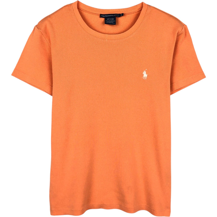 Ralph Lauren RALPH LAUREN SPORT Short-Sleeve T-Shirt with One-Point Logo, Women's Size XL (approx.) cotton orange type Vintage Second Hand