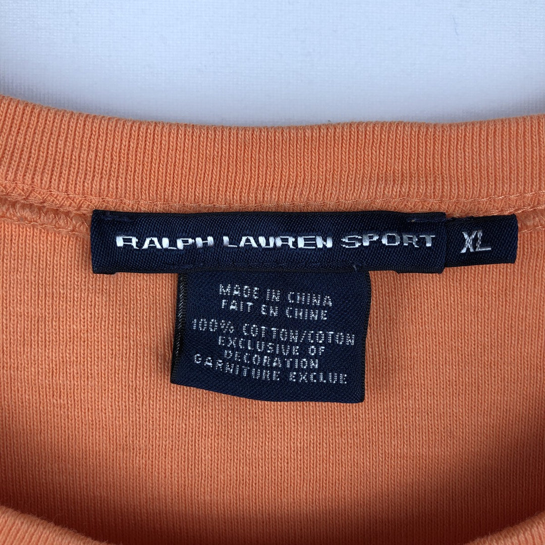 Ralph Lauren RALPH LAUREN SPORT Short-Sleeve T-Shirt with One-Point Logo, Women's Size XL (approx.) cotton orange type Vintage Second Hand