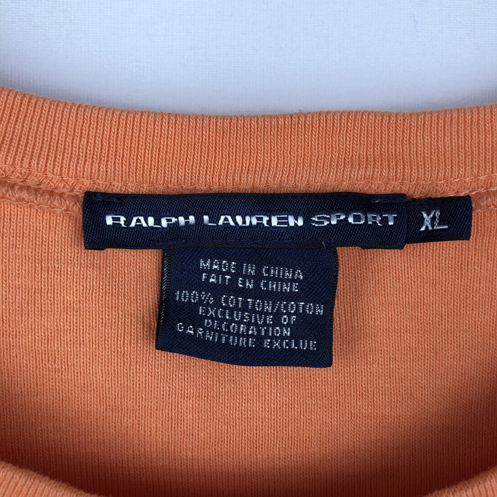 Ralph Lauren RALPH LAUREN SPORT Short-Sleeve T-Shirt with One-Point Logo, Women's Size XL (approx.) cotton orange type Vintage Second Hand