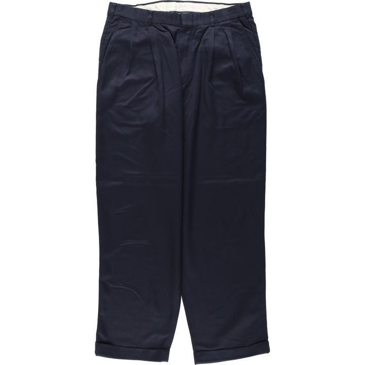 Perry Ellis Two-pleat Slacks, Men's, Size W34 polyester navy blue type Vintage Second Hand