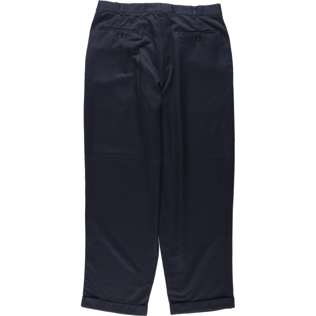 Perry Ellis Two-pleat Slacks, Men's, Size W34 polyester navy blue type Vintage Second Hand