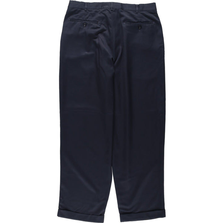 Perry Ellis Two-pleat Slacks, Men's, Size W34 polyester navy blue type Vintage Second Hand