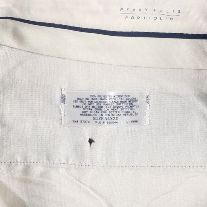 Perry Ellis Two-pleat Slacks, Men's, Size W34 polyester navy blue type Vintage Second Hand