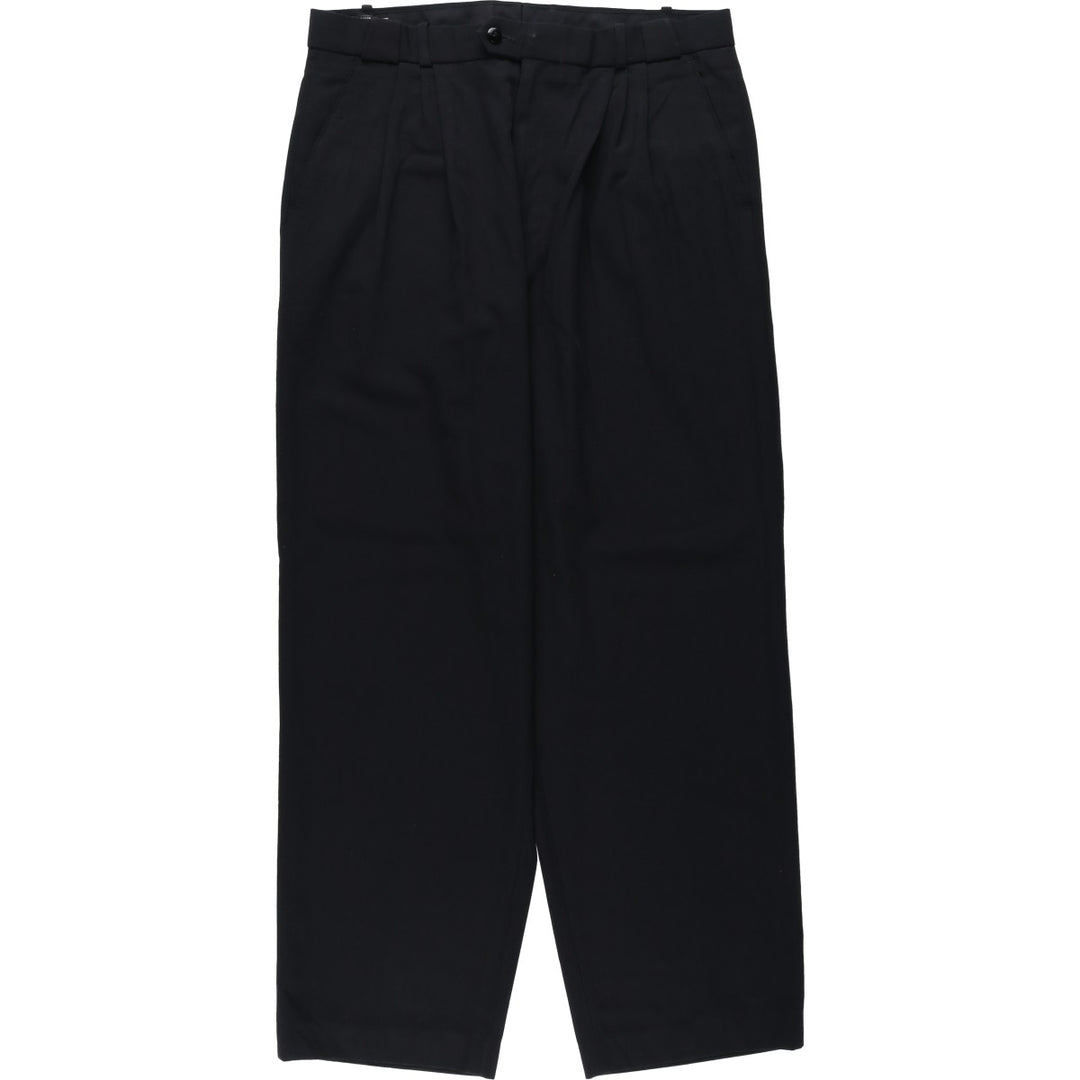 DEKKER Three-Pleat Slacks Pants, Men's Size W34 (approx.) polyester black type Vintage Second Hand