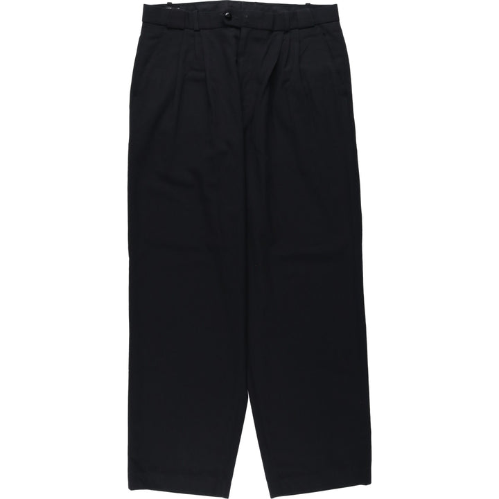 DEKKER Three-Pleat Slacks Pants, Men's Size W34 (approx.) polyester black type Vintage Second Hand