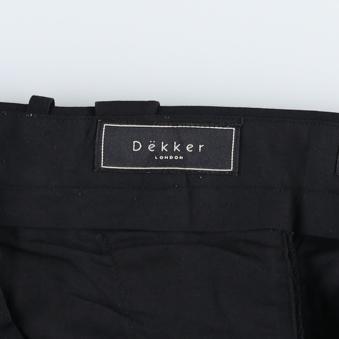 DEKKER Three-Pleat Slacks Pants, Men's Size W34 (approx.) polyester black type Vintage Second Hand