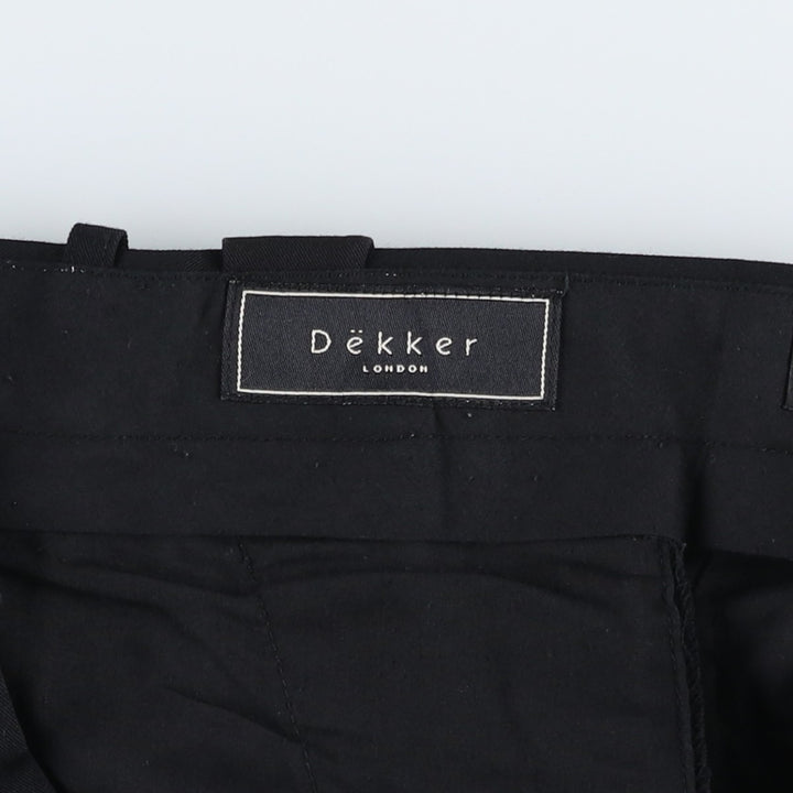 DEKKER Three-Pleat Slacks Pants, Men's Size W34 (approx.) polyester black type Vintage Second Hand