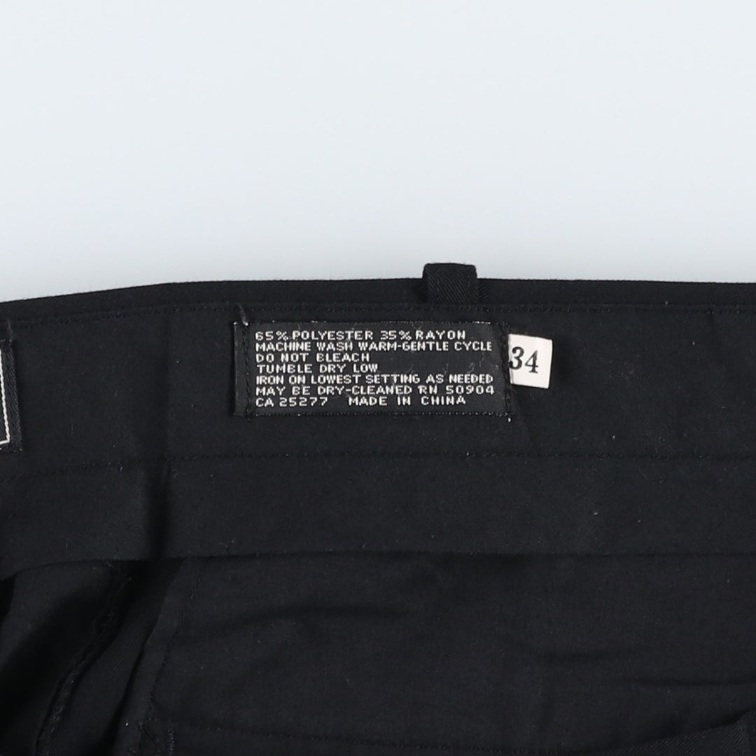 DEKKER Three-Pleat Slacks Pants, Men's Size W34 (approx.) polyester black type Vintage Second Hand