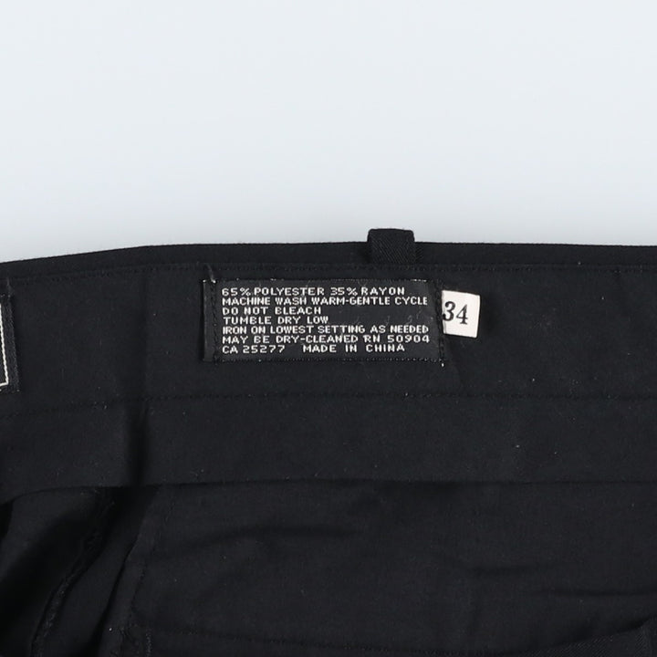 DEKKER Three-Pleat Slacks Pants, Men's Size W34 (approx.) polyester black type Vintage Second Hand