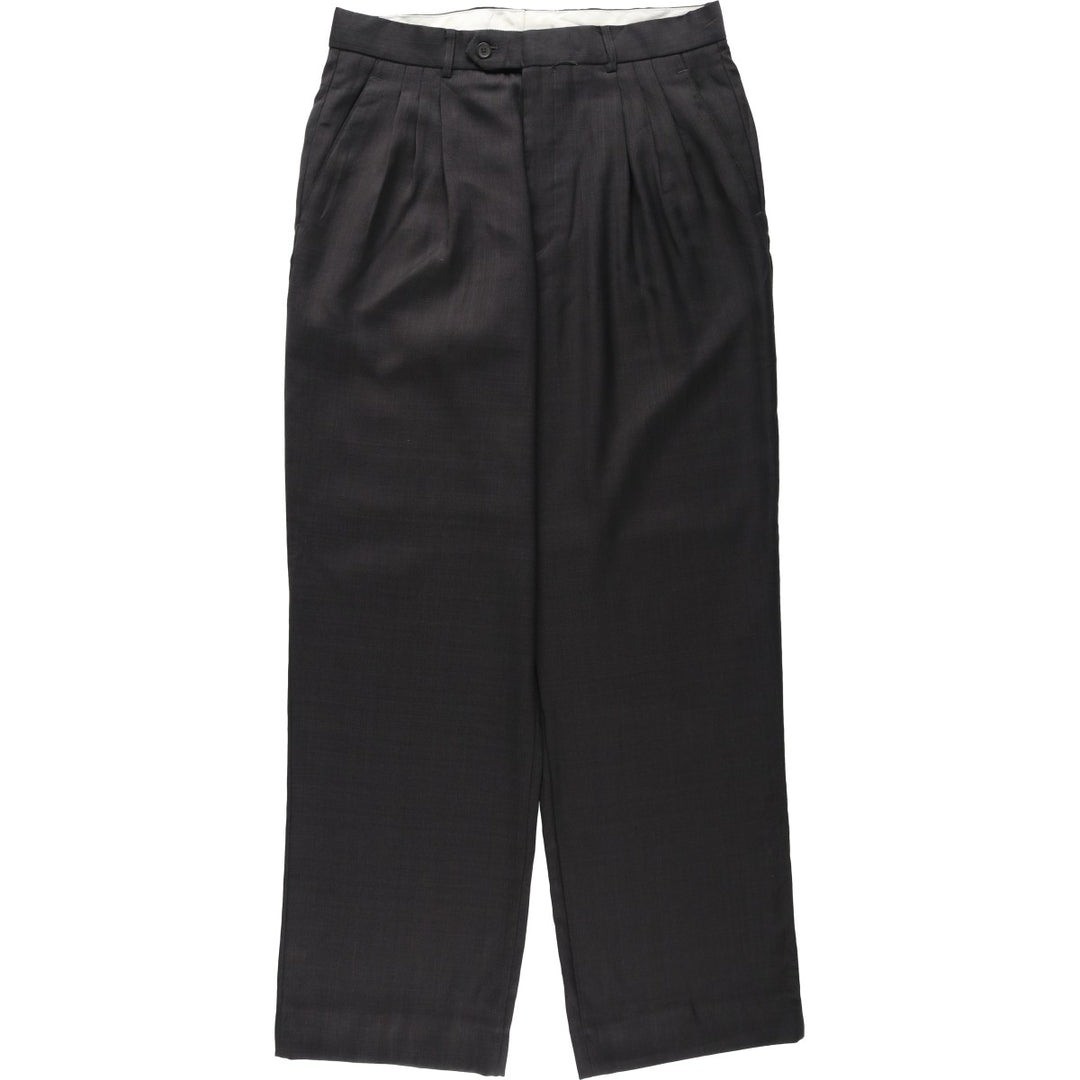 VITTORIO ST.ANGELO Three-Pleat Slacks Pants, Men's Size W34 (approx.) polyester gray type Vintage Second Hand