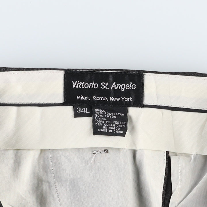 VITTORIO ST.ANGELO Three-Pleat Slacks Pants, Men's Size W34 (approx.) polyester gray type Vintage Second Hand