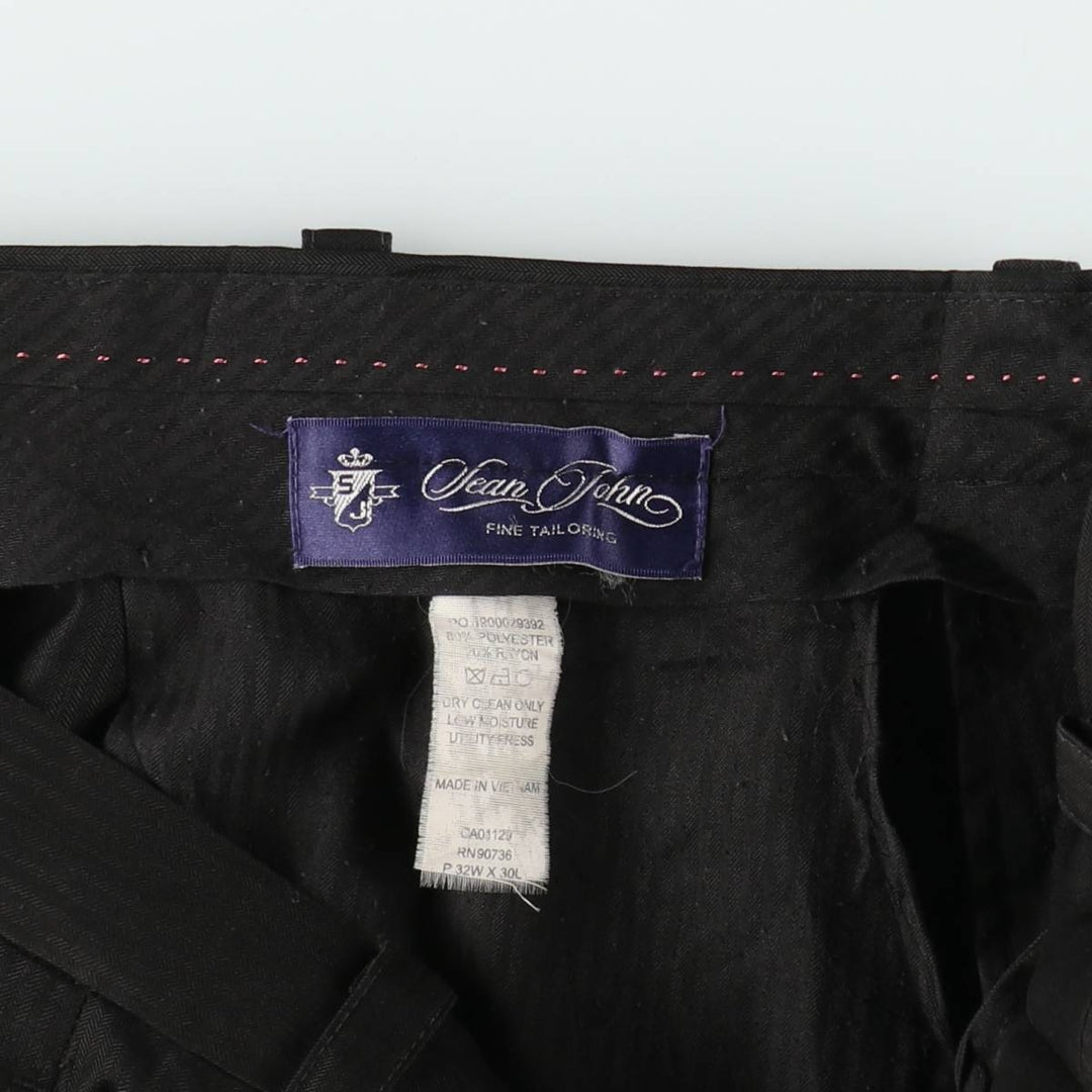 Sean John three-pleat slacks for men, size W32 (approx.) polyester black type Vintage Second Hand