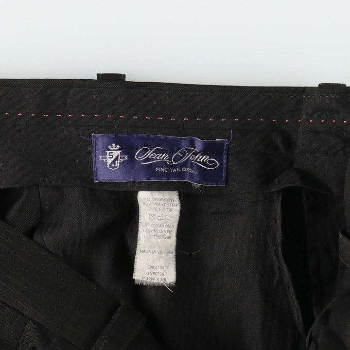 Sean John three-pleat slacks for men, size W32 (approx.) polyester black type Vintage Second Hand