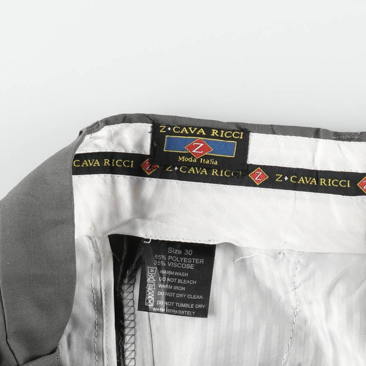 Z.CAVA RICCI Two-pleat slacks, men's size W29 (approx.) polyester Khaki type Vintage Second Hand
