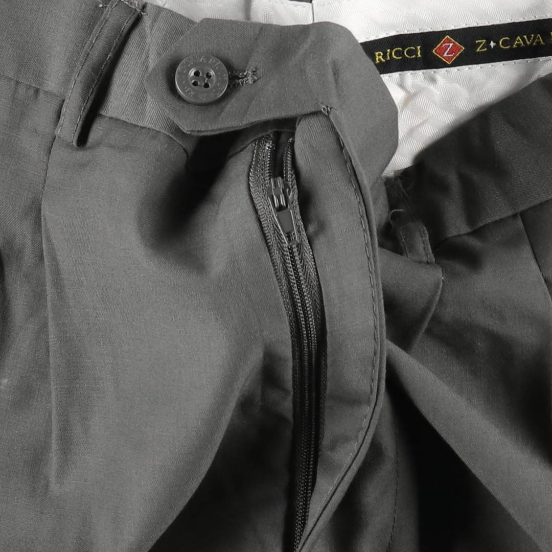 Z.CAVA RICCI Two-pleat slacks, men's size W29 (approx.) polyester Khaki type Vintage Second Hand