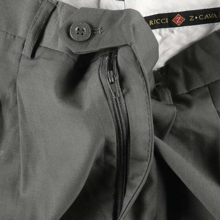 Z.CAVA RICCI Two-pleat slacks, men's size W29 (approx.) polyester Khaki type Vintage Second Hand