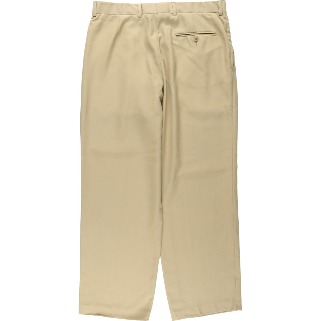 BSERVER Two-Pleat Slacks Pants, Made in Spain, Men's Size W34 (approx.) polyester Beige type Vintage Second Hand