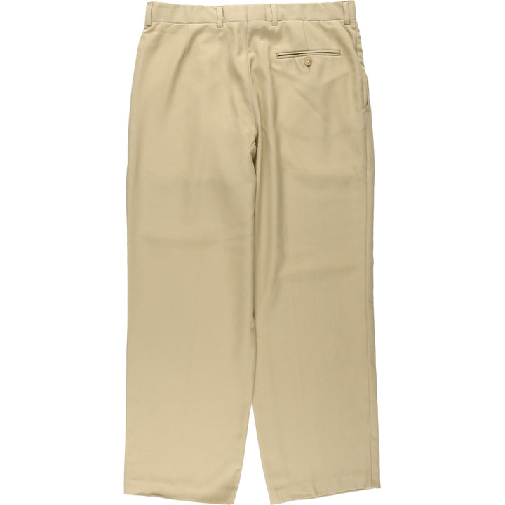 BSERVER Two-Pleat Slacks Pants, Made in Spain, Men's Size W34 (approx.) polyester Beige type Vintage Second Hand