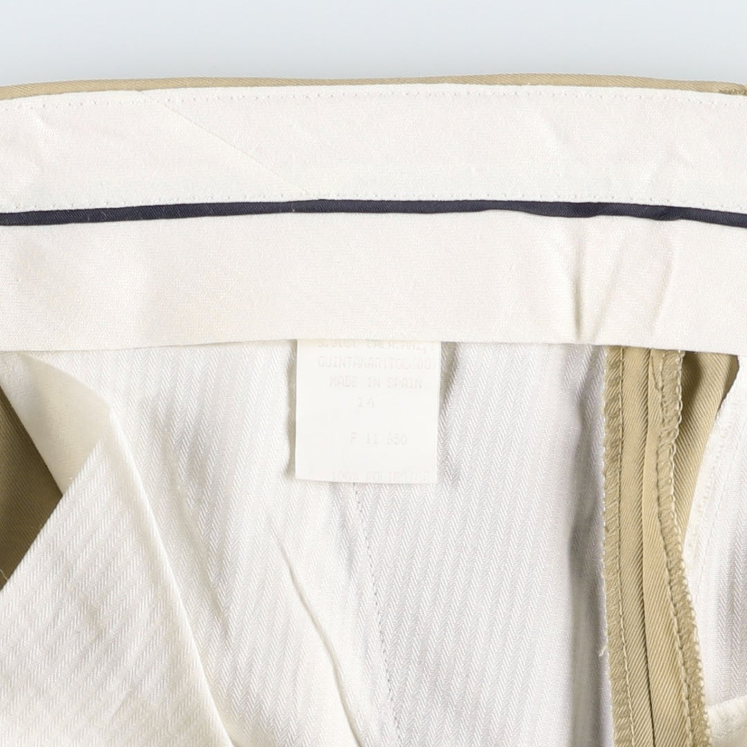 BSERVER Two-Pleat Slacks Pants, Made in Spain, Men's Size W34 (approx.) polyester Beige type Vintage Second Hand