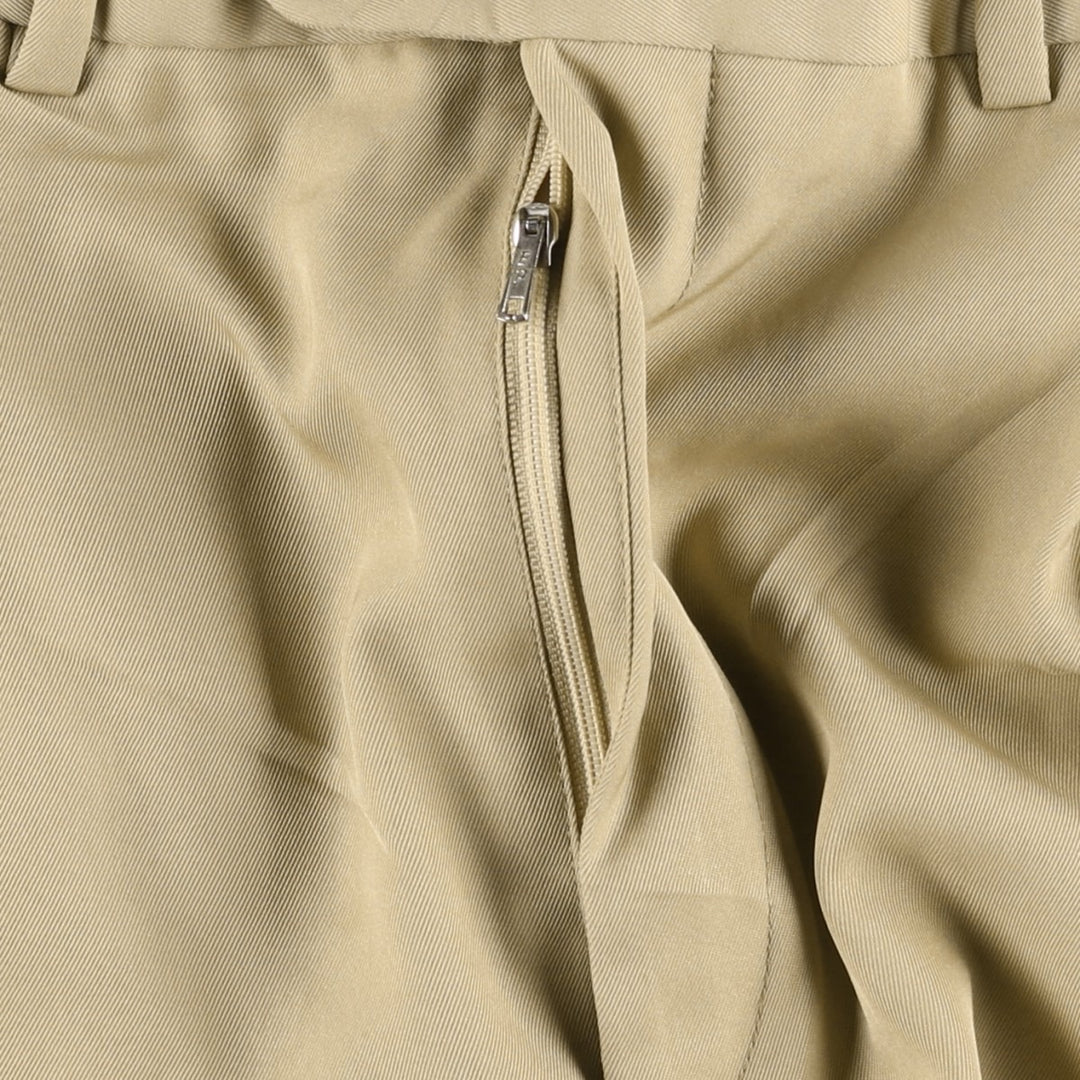 BSERVER Two-Pleat Slacks Pants, Made in Spain, Men's Size W34 (approx.) polyester Beige type Vintage Second Hand