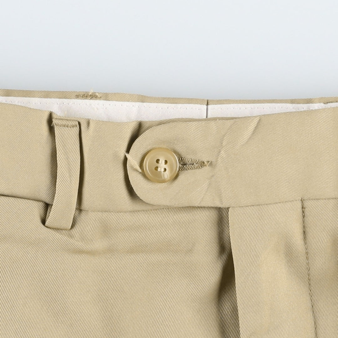 BSERVER Two-Pleat Slacks Pants, Made in Spain, Men's Size W34 (approx.) polyester Beige type Vintage Second Hand