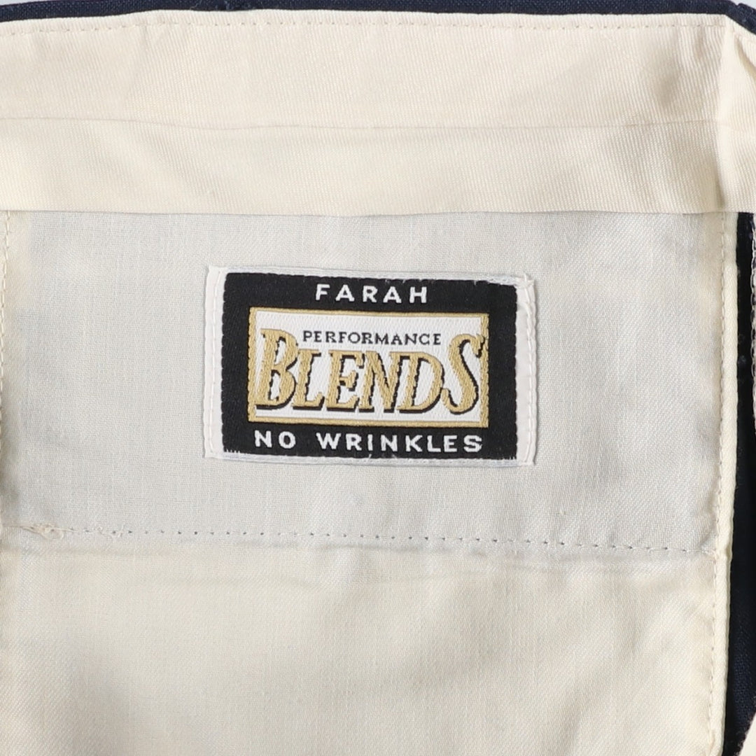 FARAH PERFORMANCE BLENDS Men's Slacks Pants, Size W36 (approx.), Vintage polyester navy blue type Vintage Second Hand