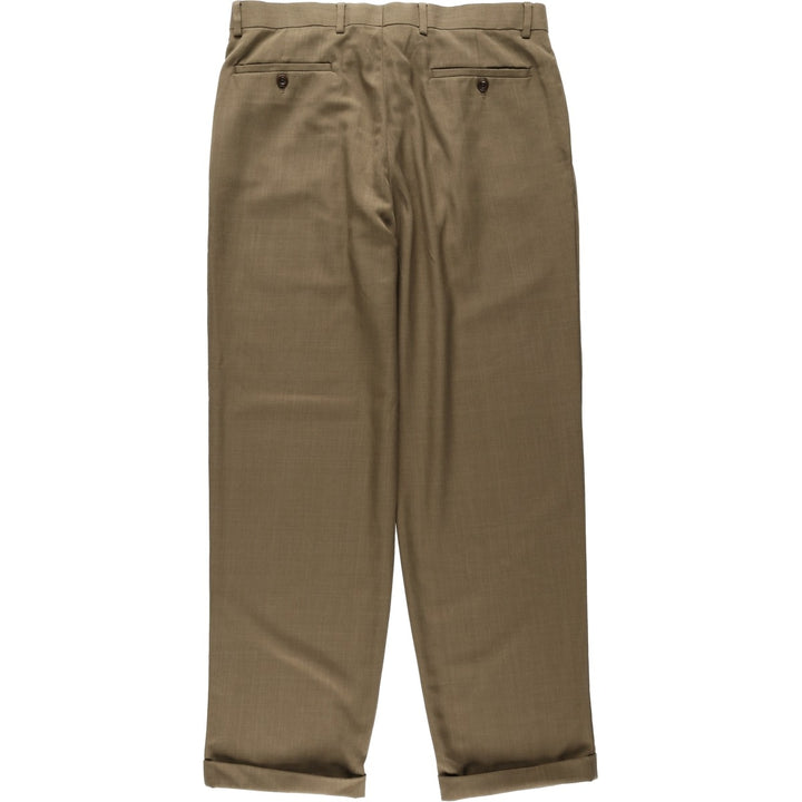 Perry Ellis Louis Raphael BRAGGI Two-Pleat Slacks Pants Men's W35 (approx.) polyester brown type Vintage Second Hand