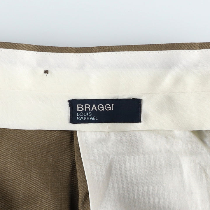 Perry Ellis Louis Raphael BRAGGI Two-Pleat Slacks Pants Men's W35 (approx.) polyester brown type Vintage Second Hand