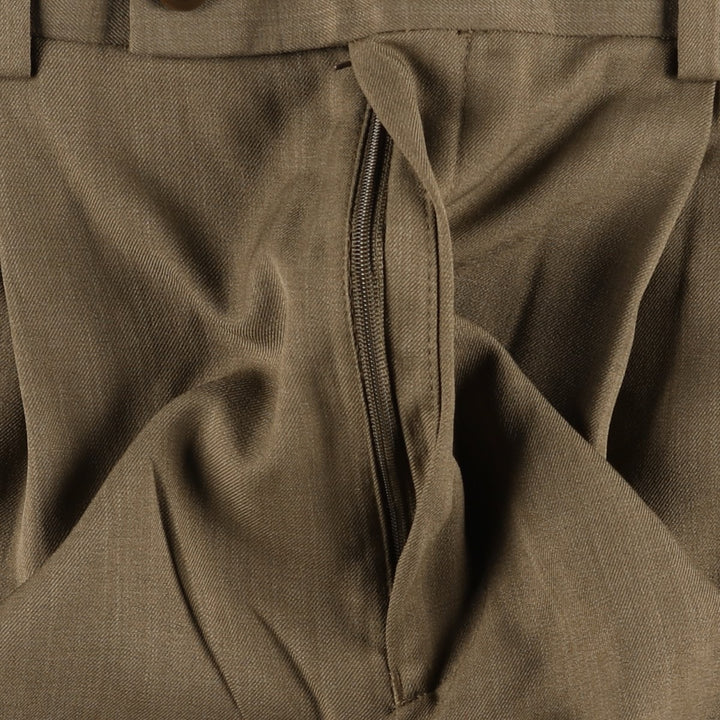 Perry Ellis Louis Raphael BRAGGI Two-Pleat Slacks Pants Men's W35 (approx.) polyester brown type Vintage Second Hand