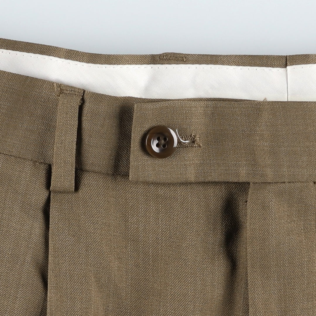 Perry Ellis Louis Raphael BRAGGI Two-Pleat Slacks Pants Men's W35 (approx.) polyester brown type Vintage Second Hand