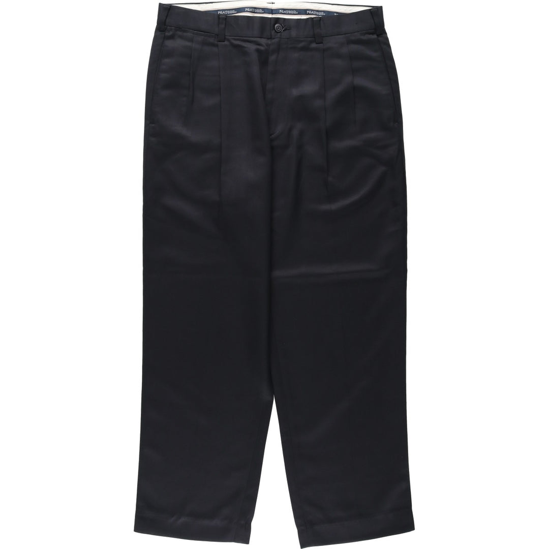 PGA TOUR Two-Pleat Slacks Pants, Men's Size W34 (approx.) polyester navy blue type Vintage Second Hand