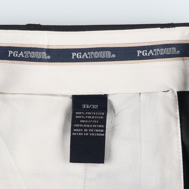 PGA TOUR Two-Pleat Slacks Pants, Men's Size W34 (approx.) polyester navy blue type Vintage Second Hand