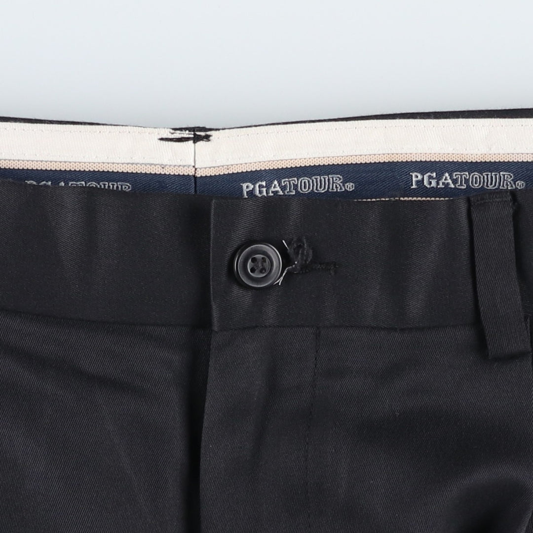 PGA TOUR Two-Pleat Slacks Pants, Men's Size W34 (approx.) polyester navy blue type Vintage Second Hand