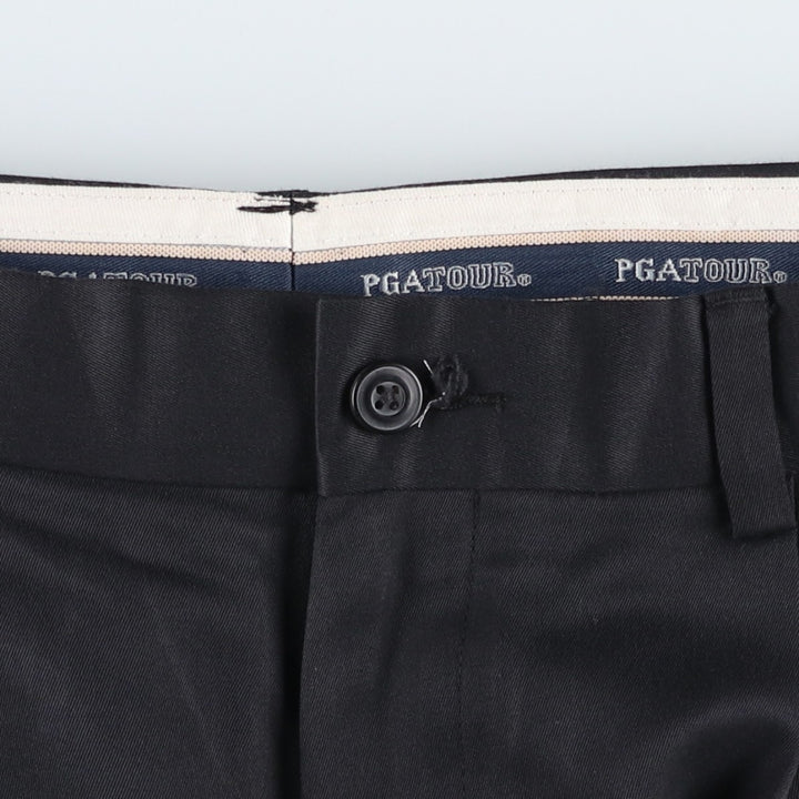 PGA TOUR Two-Pleat Slacks Pants, Men's Size W34 (approx.) polyester navy blue type Vintage Second Hand