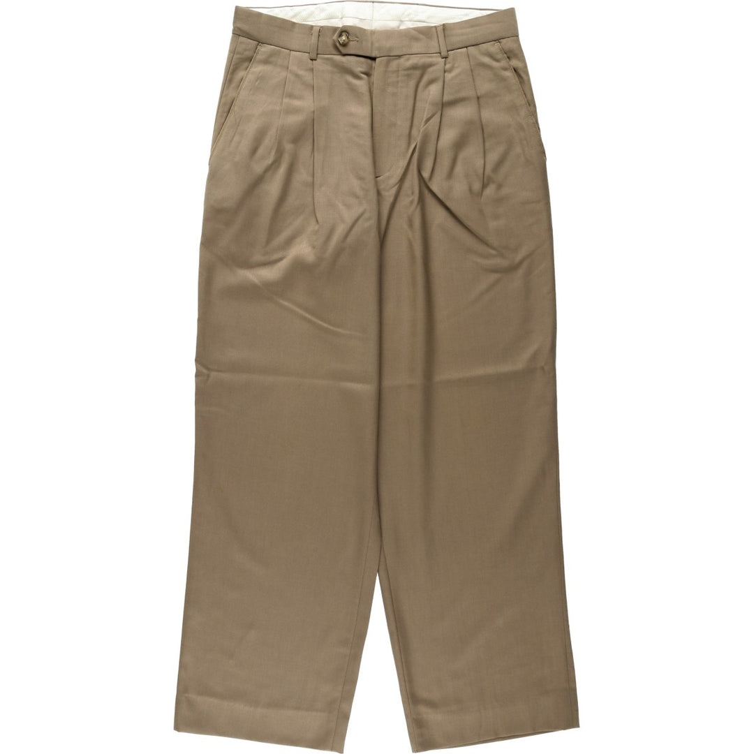 WH.H.LEISHMAN Two-Pleat Slacks Pants, Men's Size W30 (approx.) polyester beige type brown Vintage Second Hand