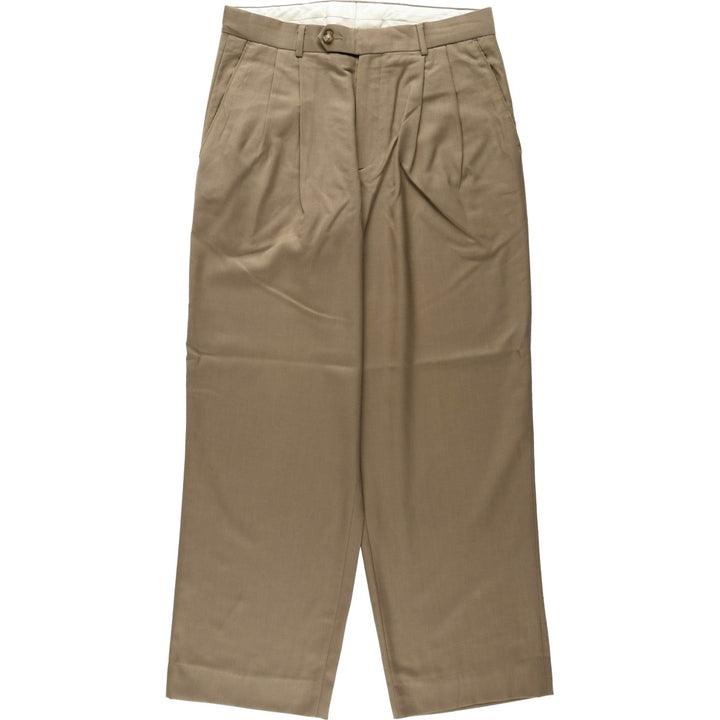 WH.H.LEISHMAN Two-Pleat Slacks Pants, Men's Size W30 (approx.) polyester beige type brown Vintage Second Hand