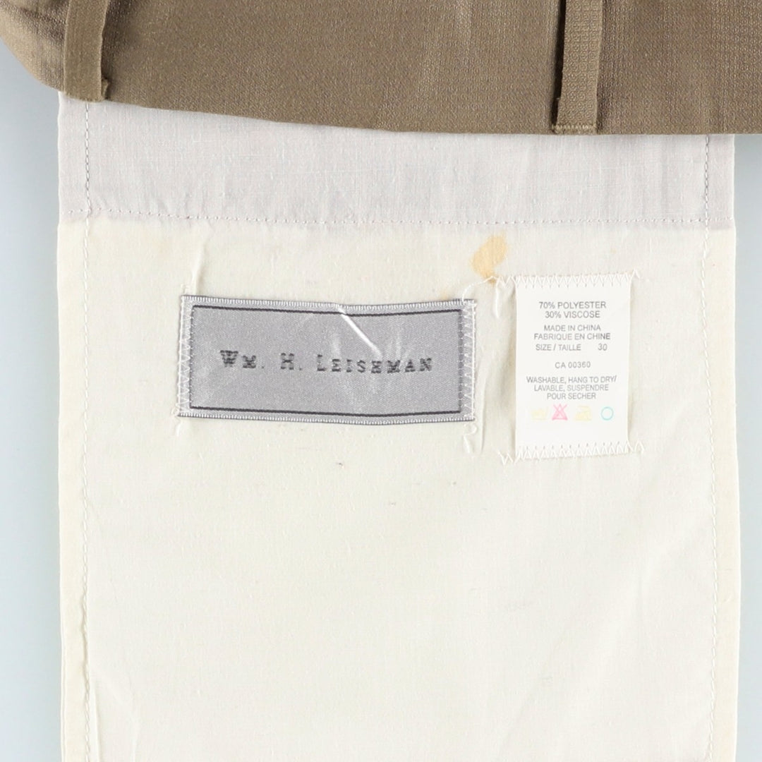 WH.H.LEISHMAN Two-Pleat Slacks Pants, Men's Size W30 (approx.) polyester beige type brown Vintage Second Hand