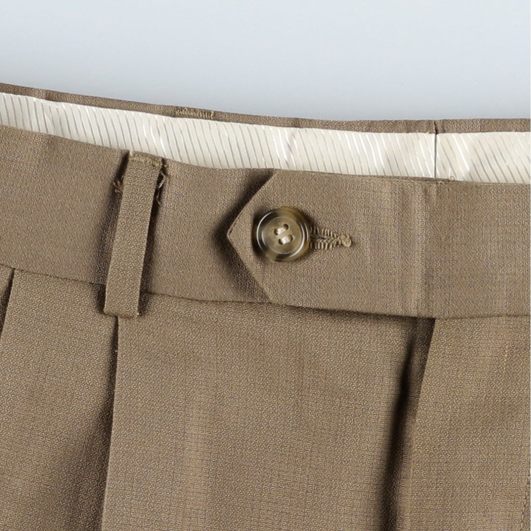 WH.H.LEISHMAN Two-Pleat Slacks Pants, Men's Size W30 (approx.) polyester beige type brown Vintage Second Hand