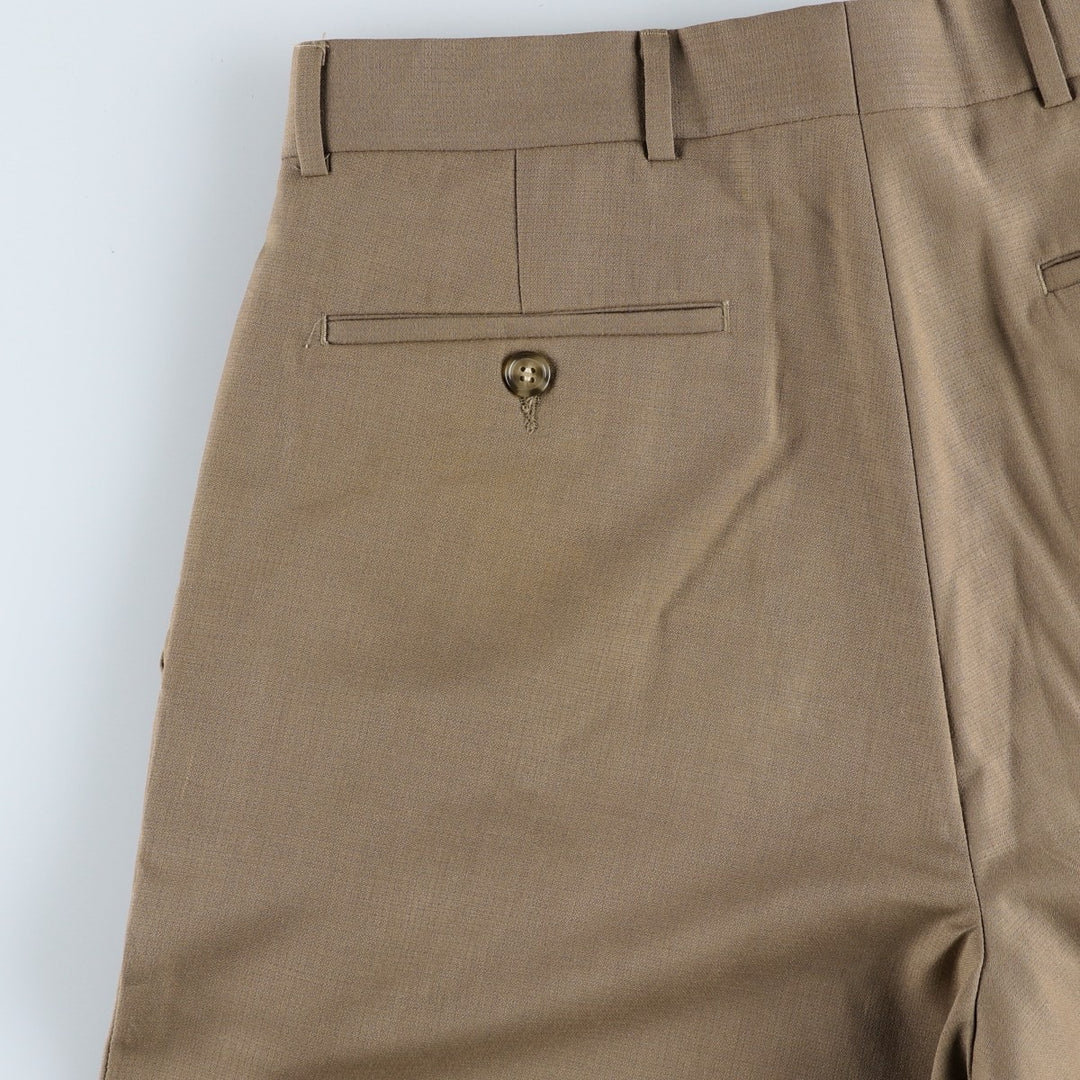 WH.H.LEISHMAN Two-Pleat Slacks Pants, Men's Size W30 (approx.) polyester beige type brown Vintage Second Hand