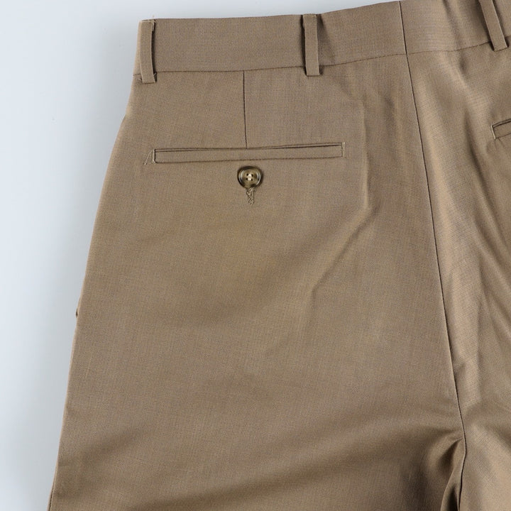 WH.H.LEISHMAN Two-Pleat Slacks Pants, Men's Size W30 (approx.) polyester beige type brown Vintage Second Hand